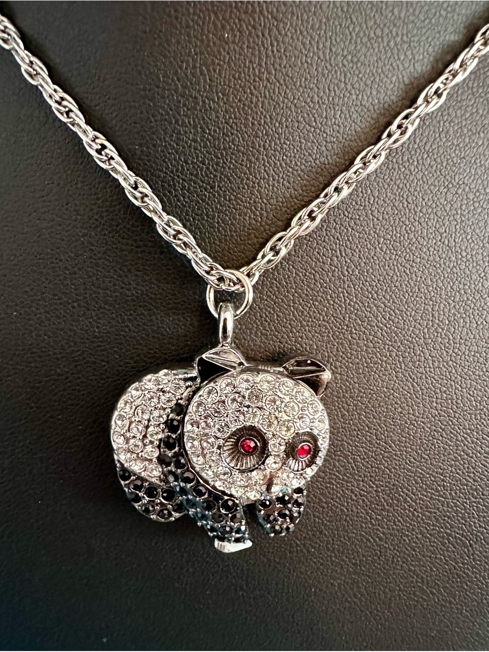 Gruen Crystal Panda Pendant Watch Necklace